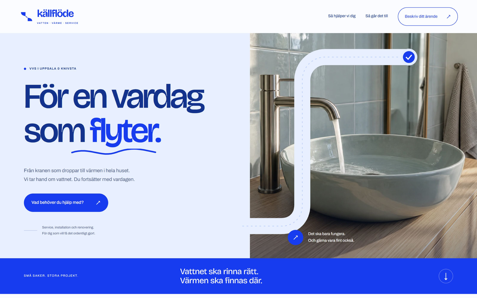 Skrivbordsvy av designexemplet Källflöde VVS.