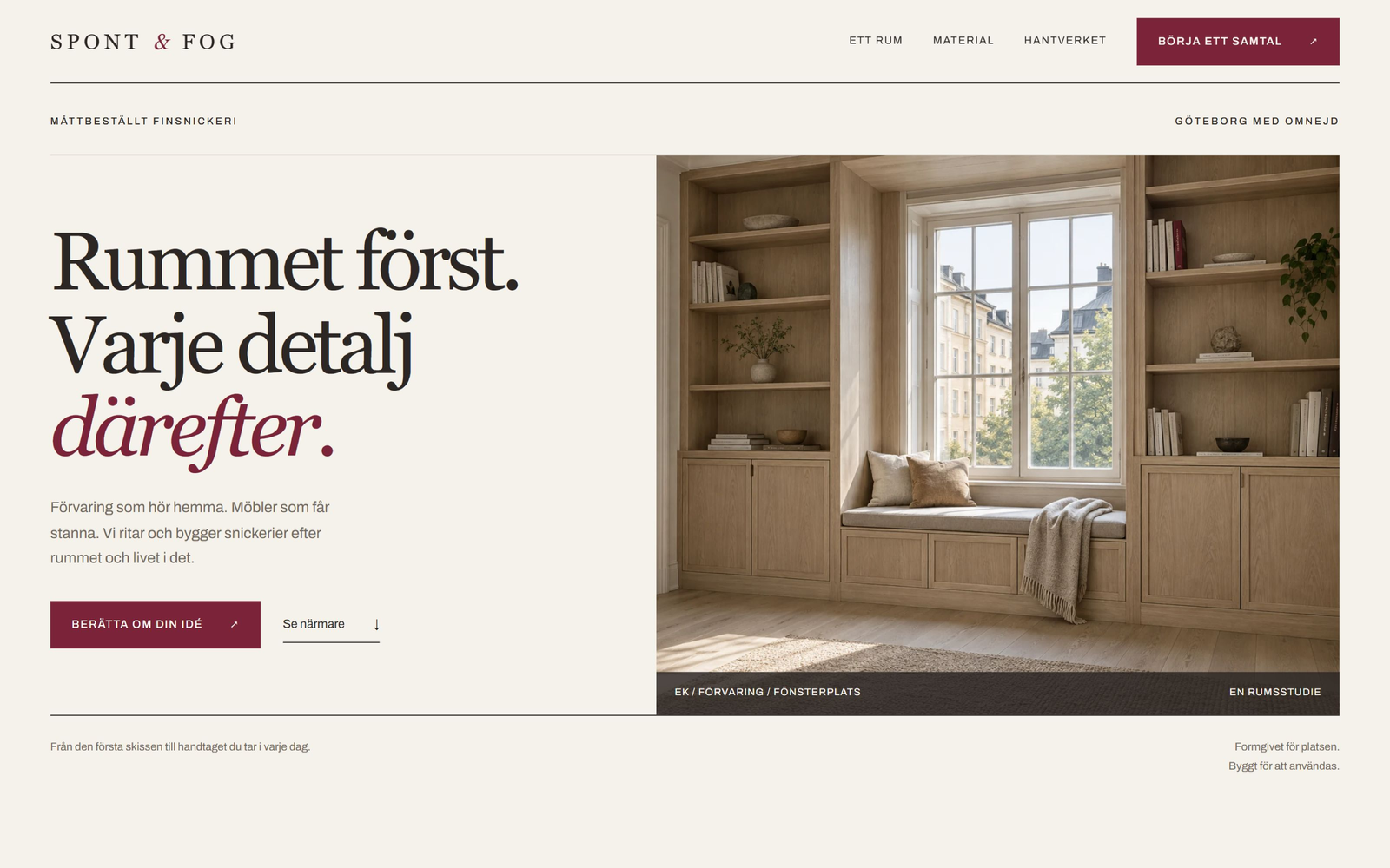 Skrivbordsvy av designexemplet Spont & Fog.